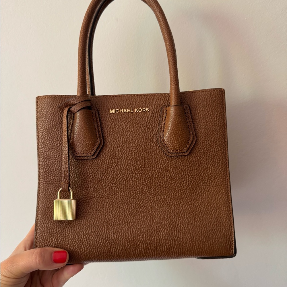 Michael Kors Brown Satchel with Gold Padlock Detail